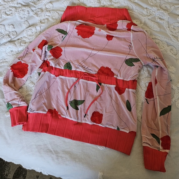 lululemon coral / white with flowers reversible zip up sweater/jacket - Picture 9 of 10
